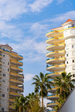 Residential apartment buildings. Architecture of the southern city. Residential Properties.