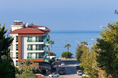 One of the streets overlooking the sea coast in the city of Alanya, Turkey.