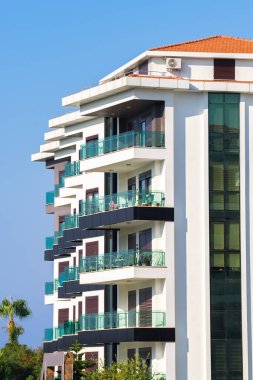 Modern apartment building. New building. Urban residential real estate.