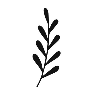 El çizimi bitkiler. Çiçek al ve element bırak. Beyaz arkaplanda çizgi sanatı biçimi izole.