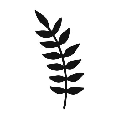 El çizimi bitkiler. Çiçek al ve element bırak. Beyaz arkaplanda çizgi sanatı biçimi izole.