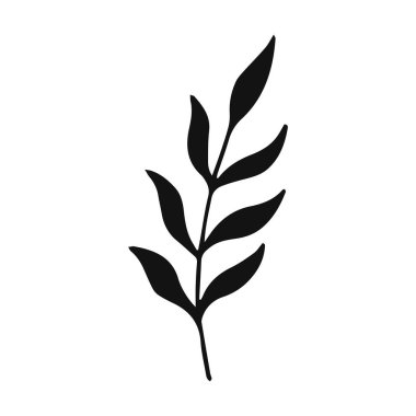 El çizimi bitkiler. Çiçek al ve element bırak. Beyaz arkaplanda çizgi sanatı biçimi izole.