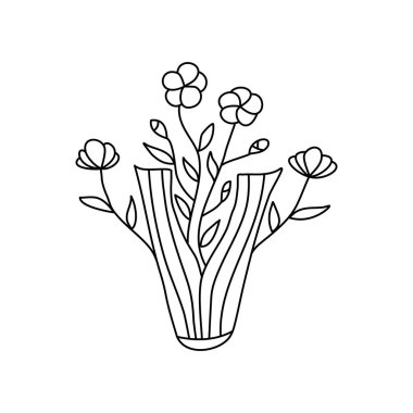 Çiçekli filizleri olan açık bir kitap. Kendi geleceğini yazmanın kavramsal illüstrasyonu. Kitapçı, edebiyat kulübü ya da kütüphane için vektör kavramı. Çizim çizimi.