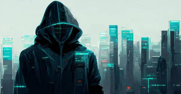 cyber attack concept of  Dark Web Hooded Hacker , illustation