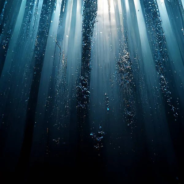 Underwater Scene With Bubbles And Sunbeams