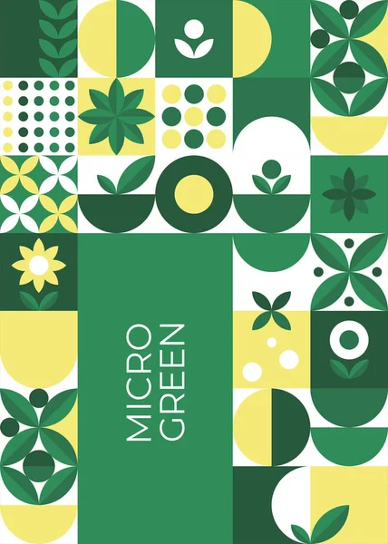 Φυλλάδιο με γεωμετρία micro green cards σε λευκό φόντο για εκτύπωση. Πρότυπο Vector banner. Γραφική απεικόνιση Royalty Free Εικονογραφήσεις Αρχείου