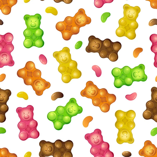 Jelly bear pattern, great design for any purposes. Cartoon sugar. Textile pattern. Vector illustration in on white background. — Stockvektor