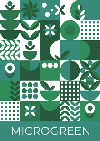 Brochure met micro groene kaarten geometrie op witte achtergrond voor print design. Vector banner sjabloon. Grafische illustratie — Stockvector