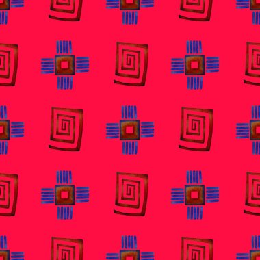 Soyut etnik unsurları klasik tarzda olan suluboya desenli. Her türlü tasarım için renkli örgü dokusu. Moda modern tarzı.  