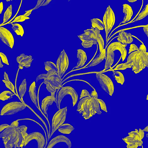 Watercolor Seamless Pattern Flowers Vintage Botanical Art Watercolor Floral Design — Stock Photo, Image