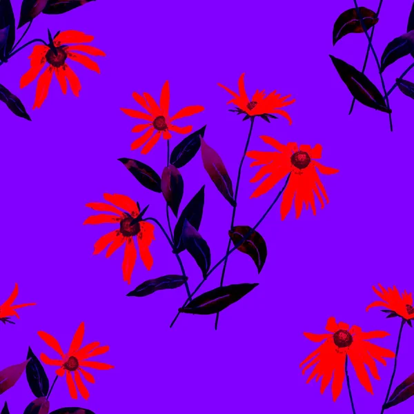 Акварель Бесшовный Узор Цветами Винтажное Ботаническое Искусство Акварель Цветочный Дизайн — стоковое фото