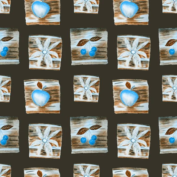 Креативний Безшовний Візерунок Абстрактними Елементами Намальованими Восковими Олівцями Яскравий Барвистий — стокове фото
