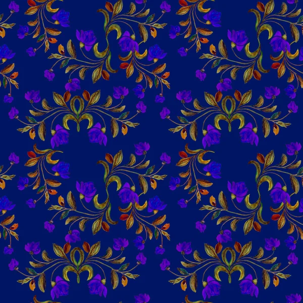 Υδατογραφία Αδιάλειπτη Μοτίβο Λουλούδια Βίντατζ Βοτανική Τέχνη Υδατογραφία Floral Σχέδιο — Φωτογραφία Αρχείου