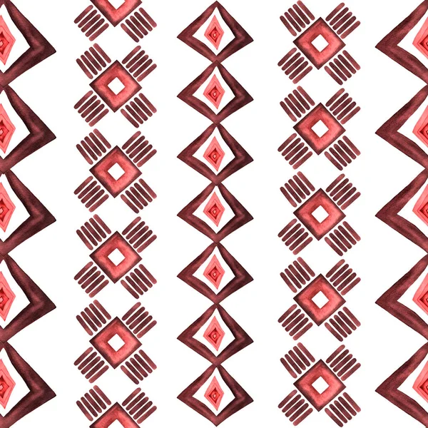 Watercolor Seamless Pattern Abstract Ethnic Elements Vintage Style Colorful Ikat — Stock Photo, Image