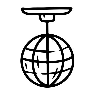 Aynalı disko topu çizim biçiminde doğrusal vektör simgesi