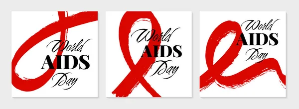 Giornata Mondiale dell'AIDS, un post vettoriale quadrato per i social network o uno striscione con un nastro rosso — Vettoriale Stock