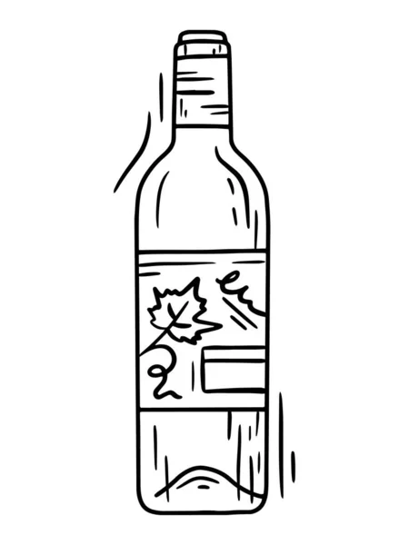 Şarap şişesi doğrusal vektör simgesi çizim biçiminde — Stok Vektör