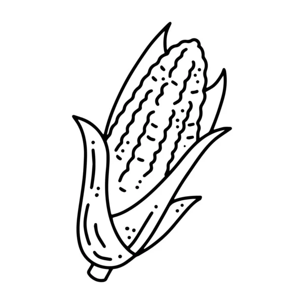 Kukuřice Kukuřice lineární kreslený vektor ikona ve stylu doodle — Stockový vektor