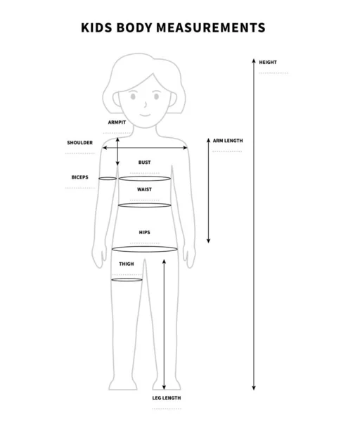 A gyermekek testének mérése, mérettáblázat — Stock Vector
