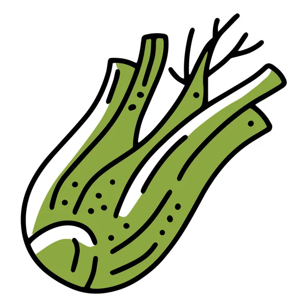 Venkel of selderij groente, lineaire vector icoon in doodle stijl — Stockvector