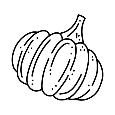 Balkabağı, sonbahar sebze hasadı, karalama stilinde doğrusal vektör simgesi