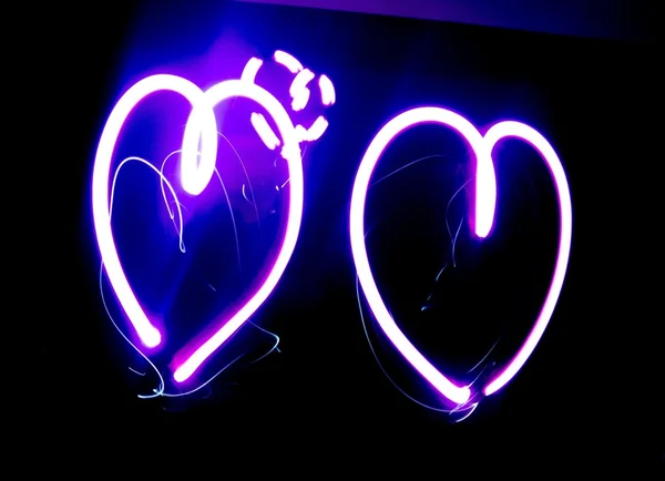 Corações cor-de-rosa Luz Arte — Fotografia de Stock