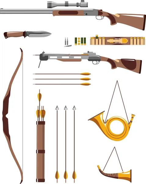 Conjunto de armas de caça — Vetor de Stock