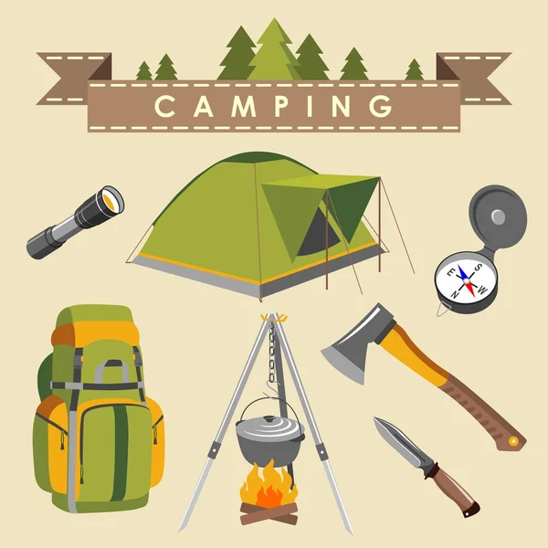 Conjunto de camping — Archivo Imágenes Vectoriales