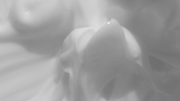 Weißes Licht cremige kosmetische Schönheitsprodukt wischen Wisch Nahaufnahme Video. Feuchtigkeitsspendende Creme Swatch Bewegung mit Pinsel. Hautpflege Kosmetik Lotion Mousse Produkt close up footag — Stockvideo