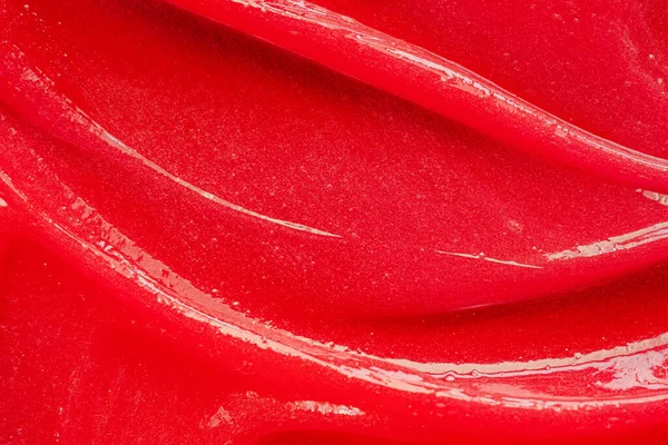 Texture Gel Rosso Macchia Crema Liquida Trasparente Cosmetica Campione Prodotto — Foto Stock