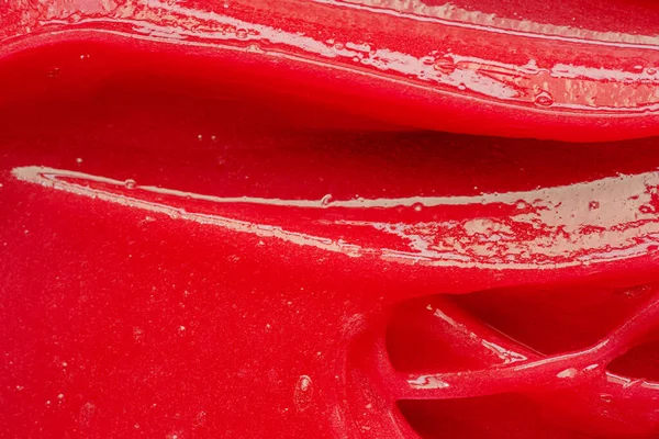 Rode Gel Textuur Cosmetische Heldere Vloeibare Crème Vlek Sample Close — Stockfoto