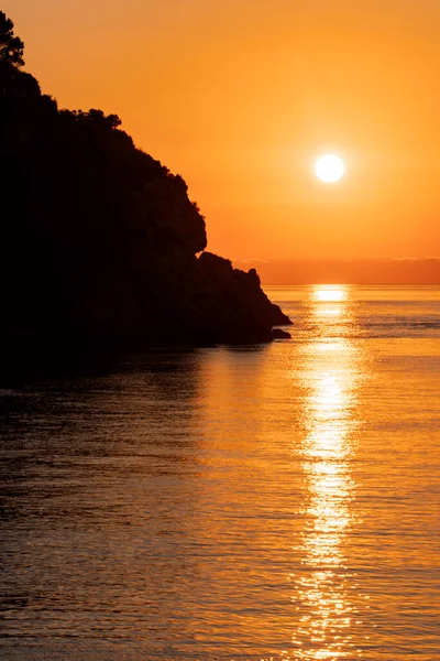 Beautiful View Orange Sunset Rocks Calabria Mediterranean Sea Italy Tropical — Stockfoto