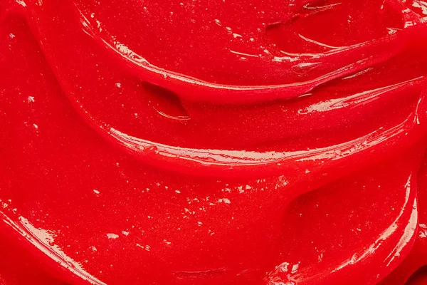 Rode Gel Textuur Cosmetische Heldere Vloeibare Crème Vlek Sample Close — Stockfoto