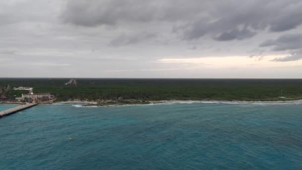 Costa Maya México Nov 2021 Vista Del Puerto Cruceros Mar — Vídeos de Stock