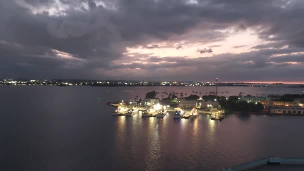 Сан Хуан Пуэрто Рико Нов 2021 Красивый Вид Закат Круизного — стоковое видео