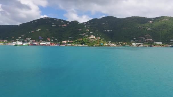 Blick Auf Die Berge Tortola Britische Jungferninseln Vom Meer Aus — Stockvideo