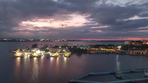 Сан Хуан Пуэрто Рико Нов 2021 Красивый Вид Закат Круизного — стоковое видео