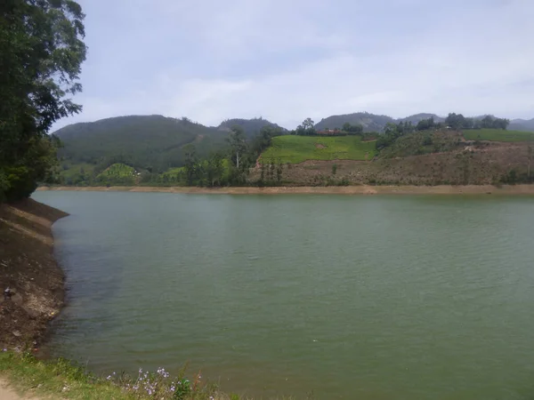 View Mattupetty Dam Its Surrounding Area Covered Tea Estate Woods — Stock Photo, Image