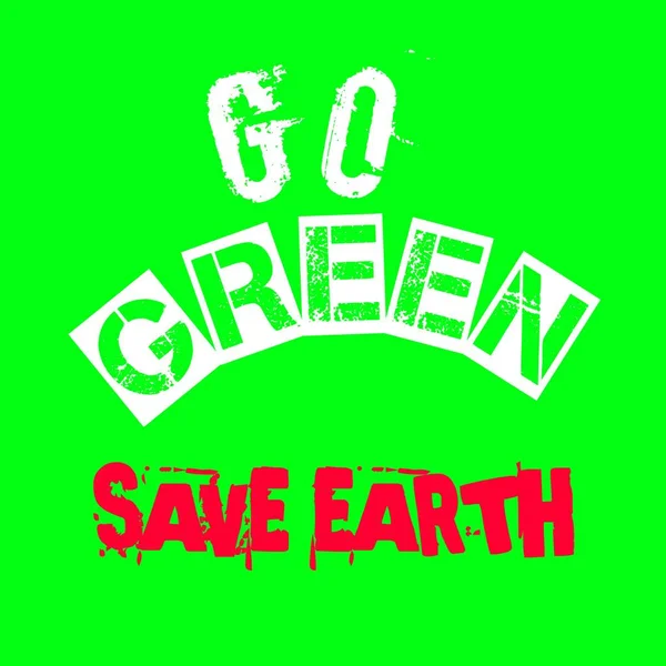 Пойти Зеленый Иллюстрация Зеленом Фоне Земной День — стоковое фото