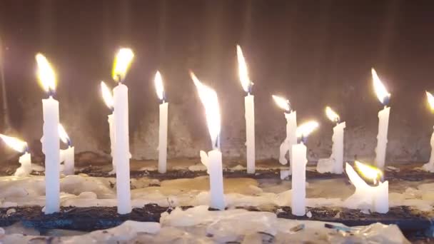 Group Burning Candle Church Metal Surface — Stok video