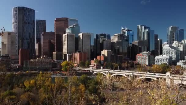 Calgary Alberta Canada Outubro 2021 Rotação Aérea Uma Cidade Canadense — Vídeo de Stock