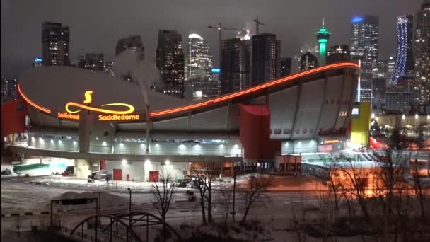 Calgary Alberta Kanada März 2021 Schwenkblick Auf Die Skyline Der — Stockvideo