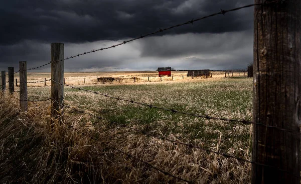 Een Storm Vormt Zich Canadese Prairies Met Een Verre Oude — Stockfoto