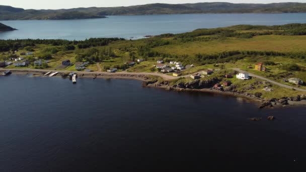 Summerville Newfoundland Canadá Setembro 2022 Pequenas Casas Praia Aéreas Nas — Vídeo de Stock