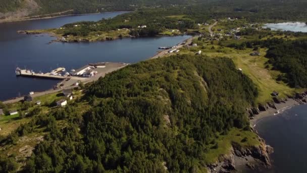 East Coast Atlantic Canada Aerial Shot Peninsula Rocky Shorelines Bonavista — Stock Video