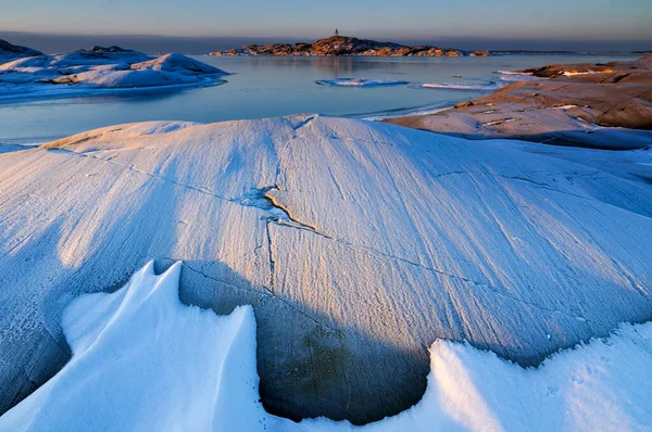 Frozen Rocks Ice Gothenburg Sweden Europe — Stock Photo, Image