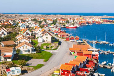aerial view of the sea and the port of the city of the baltic coast