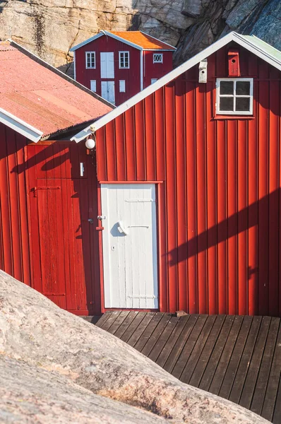 Cabanas Pesca Coloridas Suécia — Fotografia de Stock