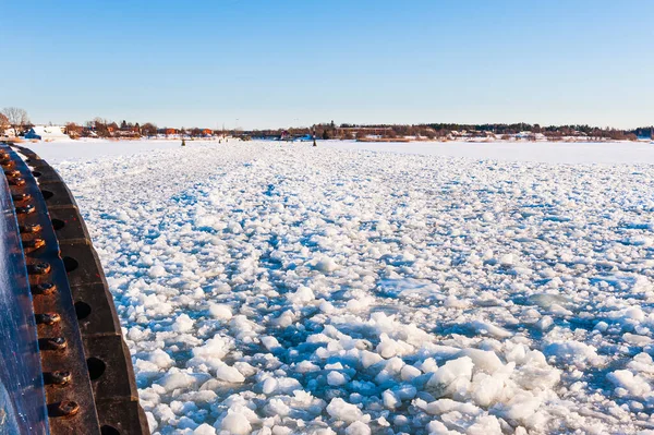 Vodní Cesta Zmrzlou Vodou Švédsko — Stock fotografie