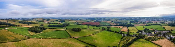 Panorama Över Fält Från Drönare Berry Pomeroy Village Devon England — Stockfoto